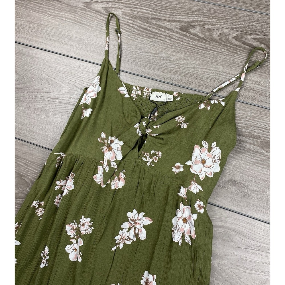 JDY Women's Floral Pattern Maxi Dress Green White Size XL New
